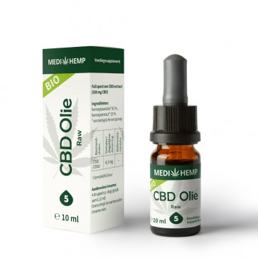 CBD olie Raw 5 % Medihemp 10 ml Biologisch